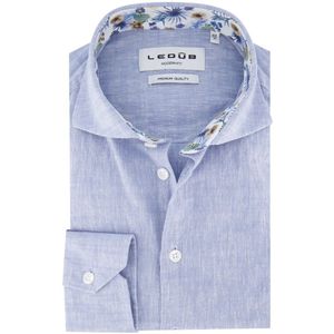 Ledub - Overhemd - Lichtblauw - Gemêleerd - Katoen/Linnen