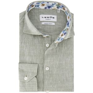 Ledub - Overhemd - Groen - Katoen/Linnen - Lange Mouw