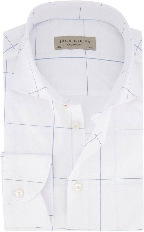 John Miller - Overhemd - Wit - Geruit - Katoen