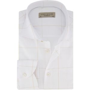 John Miller - Overhemd - Wit - Geruit - 100% Katoen
