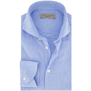 John Miller - Overhemd - Blauw - 55% Linnen 45% Katoen