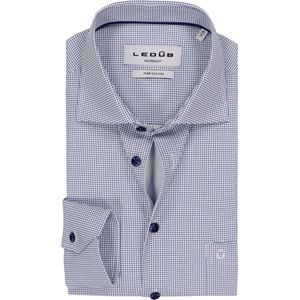 Ledub - Modern Fit - Overhemd - Donkerblauw Dessin - Strijkvriendelijk