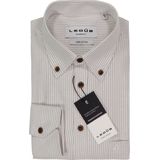 Ledub - Modern Fit - Overhemd - Lichtgrijs Gestreept - Strijkvriendelijk