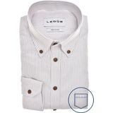 Ledub - Modern Fit - Overhemd - Lichtgrijs Gestreept - Strijkvriendelijk