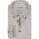 Ledub - Modern Fit - Overhemd - Lichtgrijs Gestreept - Strijkvriendelijk