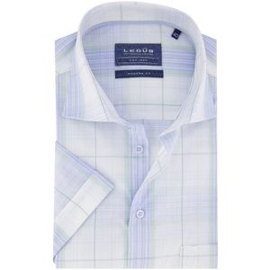 Ledub - Modern Fit Overhemd - Wit - 100% Katoen - Geruit Patroon