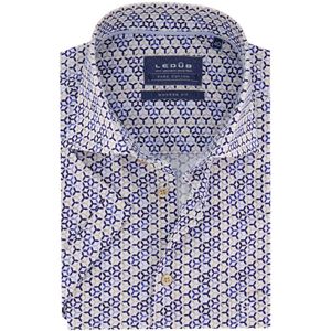 Ledub - Modern Fit Overhemd - Blauw - Katoen - Patroon