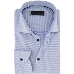 John Miller - Overhemd - Blauw - 100% Katoen - Wide Collar