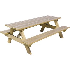 S&S - Bokito - Picknicktafel - Hout - Onderhoudsarm - Lengte 220 cm - Breedte 150 cm