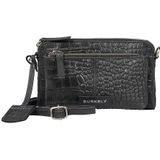 BURKELY leren crossbody tas Cool Colbie met crocoprint zwart