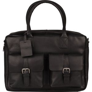 Burkely Vintage Finn Worker 14"" Unisex Aktetas Laptoptas - Zwart