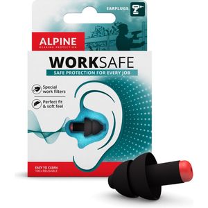 Alpine WorkSafe Oordoppen - Earplugs beschermen jouw gehoor tijdens het klussen (23dB) - Gemakkelijk te verwijderen met handschoenen (groter formaat) - Inclusief draagkoord - Zwart - 1 paar