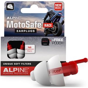Alpine MotoSafe Race - Motor oordoppen - Oordopjes tegen windruis - 20dB - Hoge demping - Voorkomt gehoorschade tijdens het motorrijden - Herbruikbaar - Premium Gehoorbescherming - Rood - 1 paar