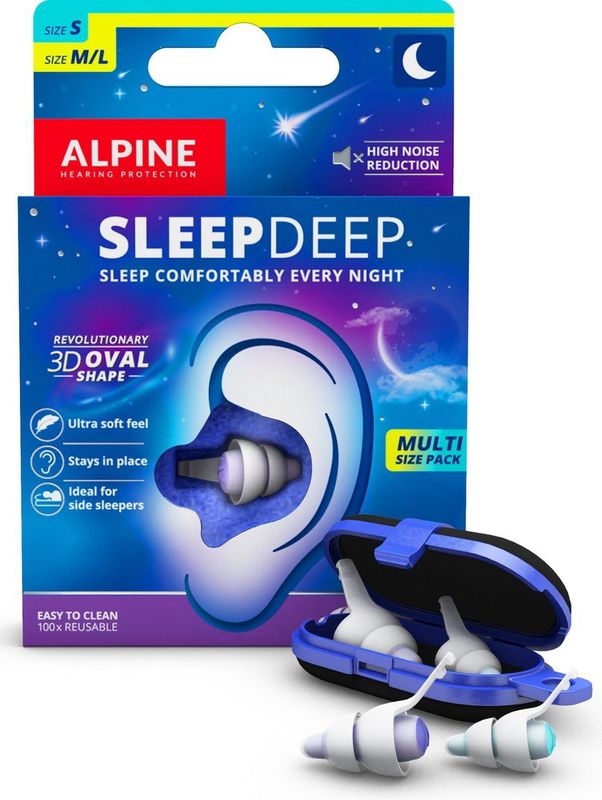 Alpine SleepDeep Multisize- Oordoppen - slapen- comfortabel en hoge demping - Medium & Small 27dB - 2 paar