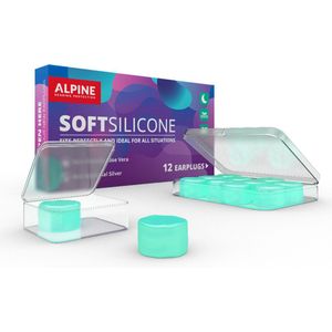 Alpine SoftSilicone kneedbare silicone oordoppen, Geluiddempende oordoppen voor slapen, zwemmen & concentratie, Comfortabele snurkoplossing, 28dB demping, 12-pak siliconen oordoppen