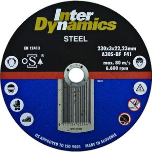 InterDynamics 391230 Doorslijpschijf - 230 X 22,23 X 3mm - Metaal