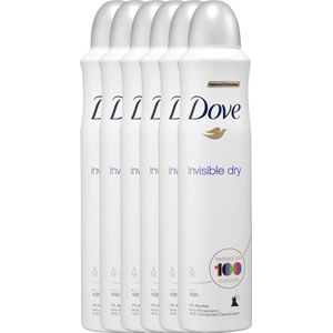 Dove Invisible Dry Women - 6 x 250  ml - Deodorant Spray - Voordeelverpakking