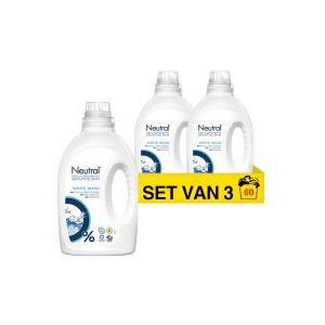 Neutral Parfumvrij Wit Vloeibaar Wasmiddel - 3 x 20 wasbeurten - Voordeelverpakking