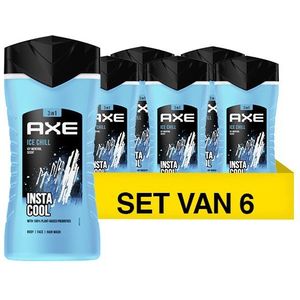 Axe Ice Chill - Douchegel - 6 flessen - 250 ml - 3-in-1 formule