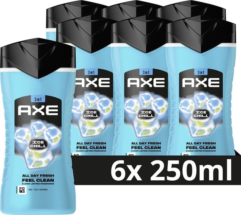 Axe Ice Chill 3-in-1 Douchegel - 6 x 250 ml - Voordeelverpakking