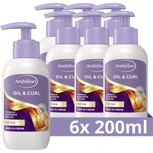 Andrelon Oil & Curl Leave-In Crème - 6 x 200 ml - Voordeelverpakking