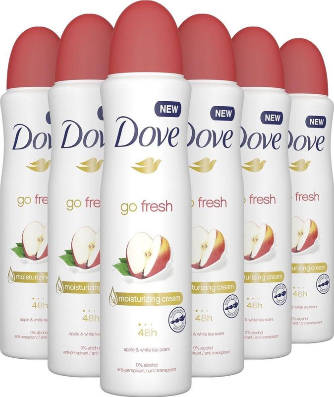 Dove Go Fresh Anti-transpirant Deodorant Apple & White Tea - 6 x 150 ml - Voordeelverpakking