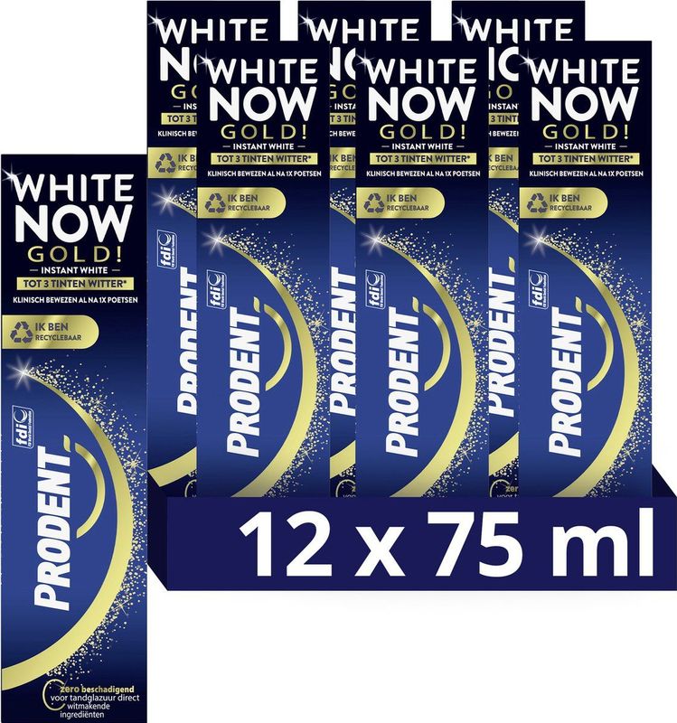 Prodent White Now Tandpasta - Gold - met Blue Light technologie - 12 x 75 ml