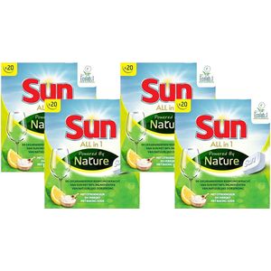 Sun All-In-1 Powered By Nature Eco Vaatwastabletten - 4 x 20 tabletten - Voordeelverpakking