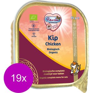 19x Renske Bio Vers Gestoomd Kattenvoer Nat Kip 85 gr