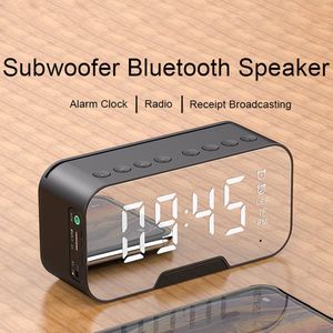 Digitale wekker met bluetooth speaker, radio, spiegel en TF ingang. zwart
