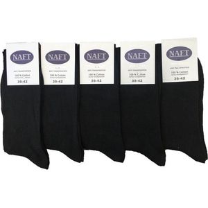 NAFT - Huissokken - Zwart - 100% Katoen - 5 Paar - Anti Transpirant
