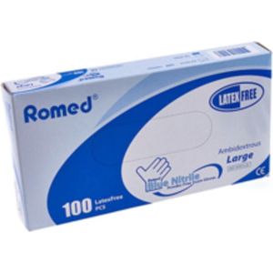 Romed nitril handschoenen blauw (premium) 100 stuks L Romed - Blauw - Nitril - Poedervrij en latexvrij
