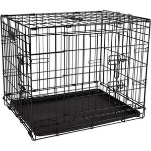 District 70 CRATE - Metalen Hondenbench - Opvouwbaar - 2-deurs Zwart - S - 62 x 46 x 53 cm