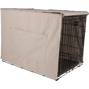 District 70 CRATE Cover - Stijlvolle Benchhoes - Canvas & Katoen - Verkrijgbaar in 5 maten - Donkergrijs & Zand - Maat: M - 79 x 56 x 59 cm, Kleur: Zand