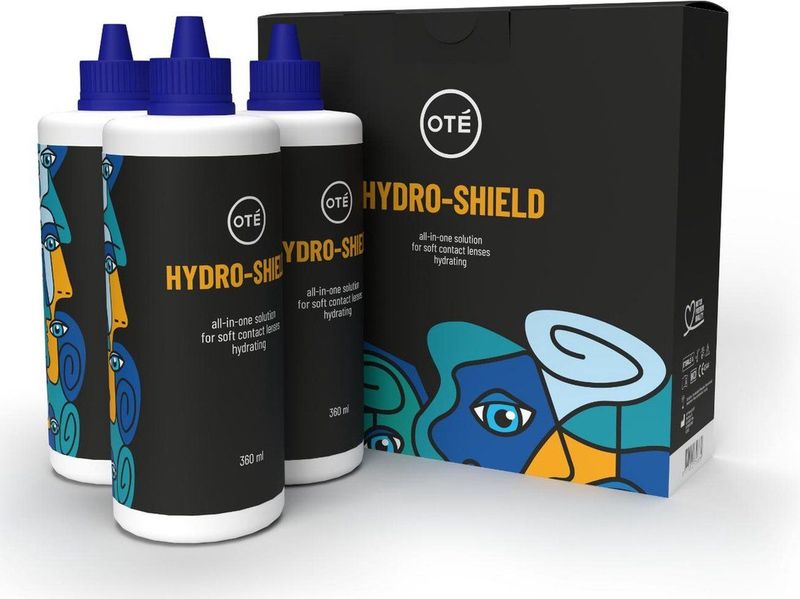 Oté Hydro-shield All-in-one Multipack - 3 x 360 ml + 3 x lenshouder - Lenzenvloeistof