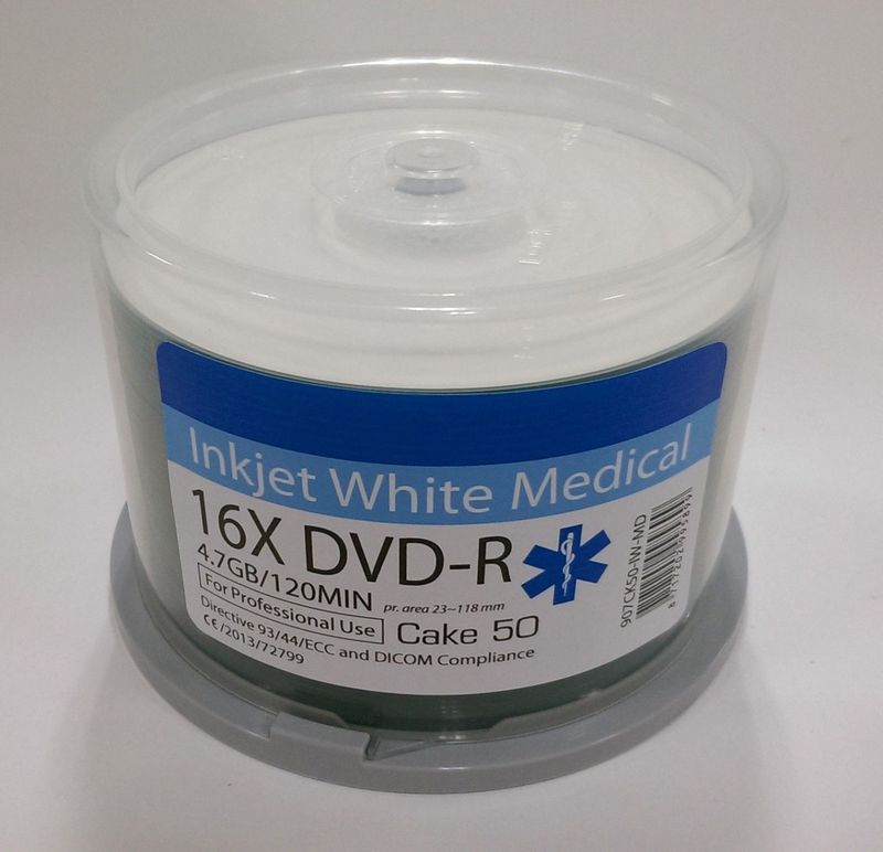 Traxdata DVD-R 4,7GB 16X INKJET FF PRINTABLE MEDICAL CAKE*50 907ck50-iw-md, multipack