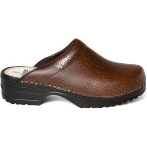 Strövels - 303 - Schoenklompen - Bruin - Leren - Flexibele PU Zool