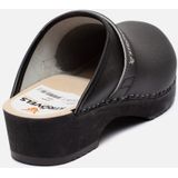 Strövels 501 - Schoenklompen - Zwart - Leer - Open Hiel