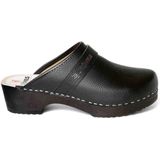 Strövels 501 - Schoenklompen - Zwart - Leer - Open Hiel