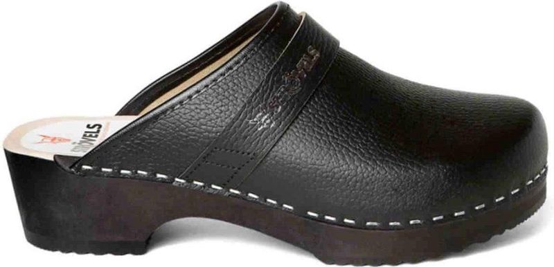 Strövels 501 - Schoenklompen - Zwart - Leer - Open Hiel