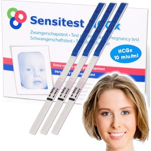 Sensitest Zwangerschapstest Dipstick – 48 stuks – 10 mIU/ml – Test vanaf 6 dagen vóór menstruatie – Uitslag in 5 minuten – Inclusief handleiding & zwangerschapskalender