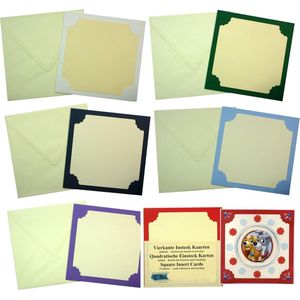 Kleine Golf Insteek Kaarten Set - Vierkant 13,5 x 13,5cm - 36 dubbele Kaarten en 36 enveloppen - 2 Kleuren(Donker Blauw en Donker Groen) - Maak wenskaarten voor elke gelegenheid