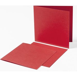 Vierkante Kaarten - 13,5 x 13,5 cm - 40 dubbele Kaarten – Rood met Linnen Relief - Maak wenskaarten voor elke gelegenheid