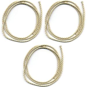Gevlochten Imitatie Leren Koord 3mm - Creme - 3x1meter