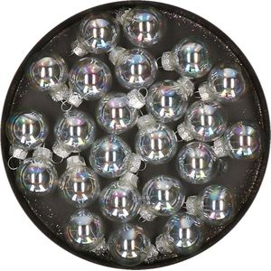 Othmar Decorations mini kerstballen - 24x st - transparant parelmoer - glas - 2,5 cm