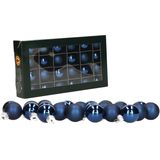 Othmar Decorations - Mini Kerstballen - Donkerblauw - Glas - 24 Stuks