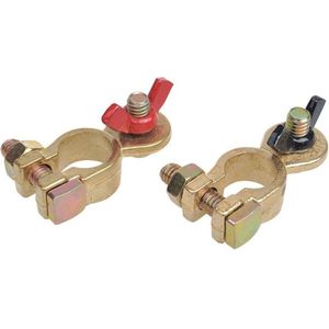 ProPlus Accupoolklem Set - Vleugelmoer - Rood en Zwart - 12-24V - 35-50mm²