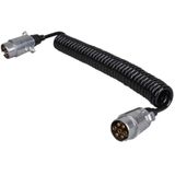 Pro Plus Spiraalkabel - Verlengkabel - 4.5 meter Kabel met 2 x 7 Polige Stekkers - Metaal - blister