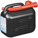 Jerrycan - Benzine - Kunststof - 5 Liter - Met flexibele tuit + anti overloop trechter