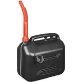 Jerrycan - Benzine - Kunststof - 10 Liter - Met flexibele tuit + anti overloop trechter